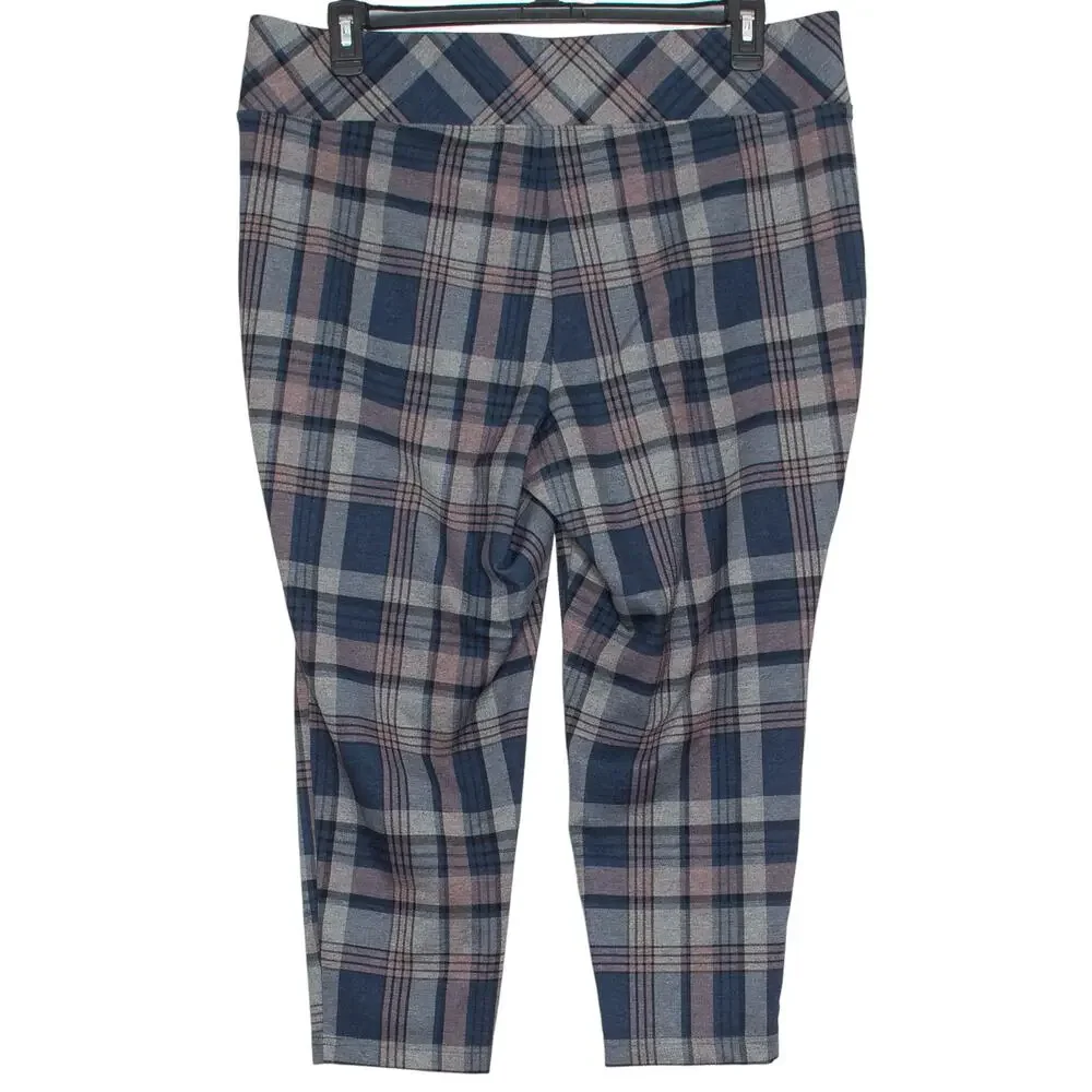 Torrid Pants Pixie Ponte Crop Pull On Preppy Classic Academia Glen Plaid 2 2X - Picture 4 of 4